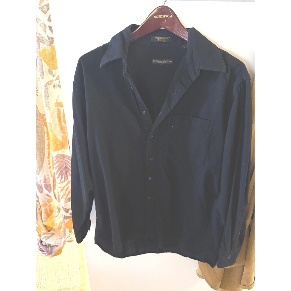 Donna Karan 100% wool vintage oversized black button up gorgeous time capsule LG